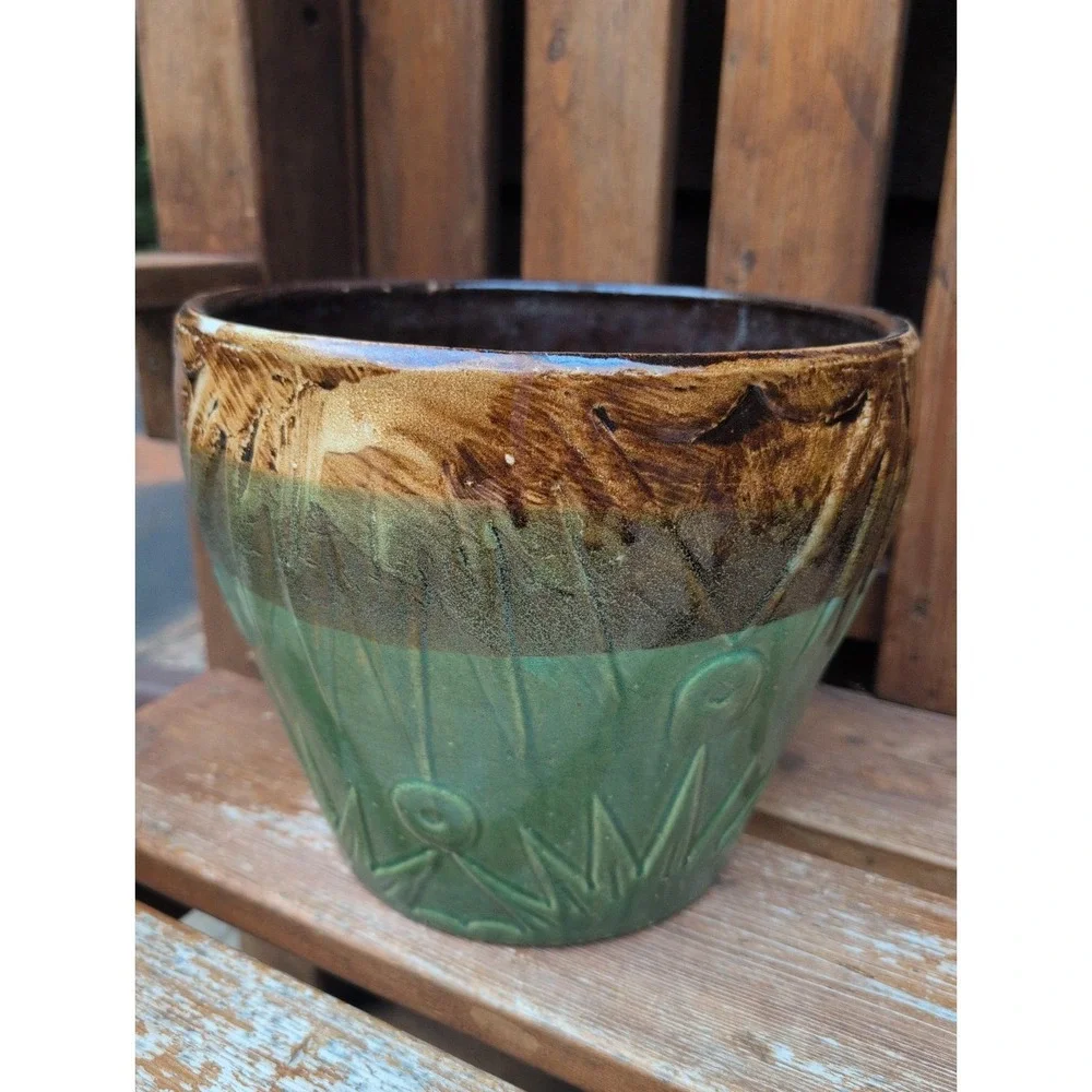 Vintage RRP Roseville Ohio Sunburst Sun & Moon Pottery Jardiniere Planter 10x9